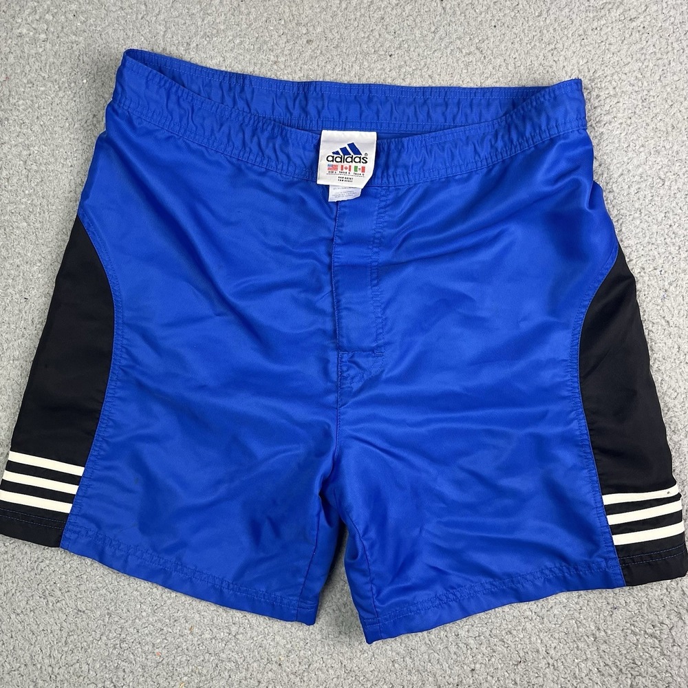 Adidas Shorts Blue Black Colorblock Drawstring Nylon Fish Gym Board Shorts Men L